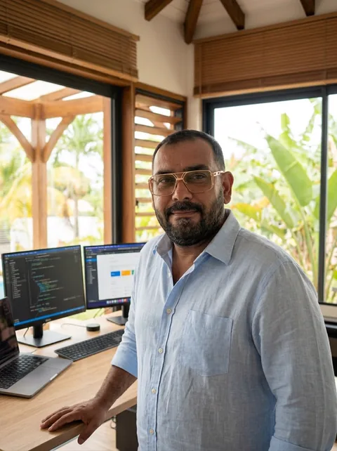 Rafael, fondateur de KoKo Fuze, dans son bureau à Ducos